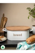 Ahşap Kapaklı Ahşap Kulplu Metal Ekmeklik (bread baskılı) thumbnail 3