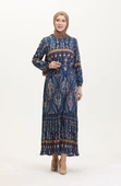 Amelya Farbalı Kuşaklı Viskon Elbise S-M-L-XL Beden - 7