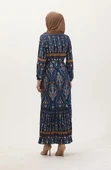 Amelya Farbalı Kuşaklı Viskon Elbise S-M-L-XL Beden - 10