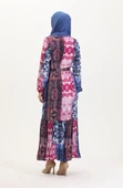 Amelya Farbalı Kuşaklı Viskon Elbise S-M-L-XL Beden - 12