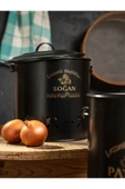 Lüx Metal Patates Soğanlık Kovası Sebze Saklama Kabı Siyah - 3