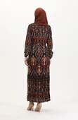 Amelya Farbalı Kuşaklı Viskon Elbise S-M-L-XL Beden - 5