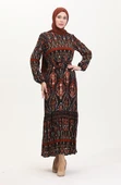 Amelya Farbalı Kuşaklı Viskon Elbise S-M-L-XL Beden - 2