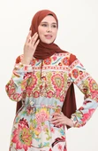 Amelya Farbalı Kuşaklı Viskon Elbise S-M-L-XL Beden - 3