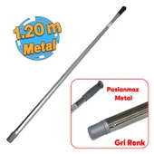Metal Sap Sillgech Krom Renk Kalın Fırça Sapı Süpürge Çekpas Standart Metal Sap 120 Cm - 1