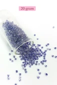 Dökme Cam Kum Boncuk (8/0) 3 mm - 20 Gram - Şeffaf Mor Beyaz - BNC181 thumbnail 1