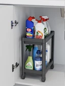 2 Katlı Tekerlekli Düzenleyici Raf, Mutfak Tezgah, Evye Altı Ve Deterjanlık - 9