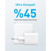 Anker 323 33W USB-C + USB-A Hızlı Şarj Cihazı -(USB-C PD 20W + USB-A 12W) iPhone & Android ile Uyumlu Type-C Hızlı Şarj Adaptörü - A2331 - Beyaz (Anker Türkiye Garantili) - 2