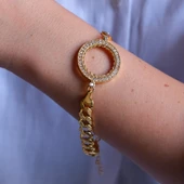 Yarım Altın Çerçeve Bileklik Çelik Altın Kaplama BLK-1077 thumbnail 2