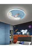 burenze 3 Renk Kumandalı Dimmer Özellikli Çocuk Odası Led Avize Uzay Mekiği Mavi - 2