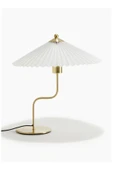 burenze Modern Tasarım Umbrella Abajur Krem Şapka Parlak Gold Sarı Gövde - 2