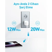 Anker 323 33W USB-C + USB-A Hızlı Şarj Cihazı -(USB-C PD 20W + USB-A 12W) iPhone & Android ile Uyumlu Type-C Hızlı Şarj Adaptörü - A2331 - Beyaz (Anker Türkiye Garantili) - 4
