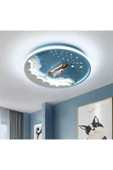 burenze 3 Renk Kumandalı Dimmer Özellikli Çocuk Odası Led Avize Uzay Mekiği Mavi - 1