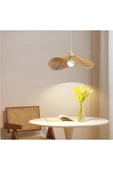 burenze Modern Tasarım Hasır Avize Rattan Boheme Avize Sarkıt 40 Cm Çap - 4