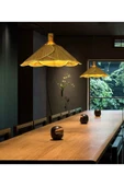 burenze Modern Nordic Tasarım Bamboo Avize Hasır Avize Yonca 1.sınıf Kalite 600mm Çap Naturel Ferahlık Katar - 4