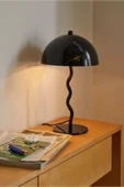 burenze Modern Tasarım Mars Zigzag Abajur Metal Gövde Siyah - 3