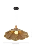 burenze Modern Nordic Tasarım Bamboo Avize Hasır Avize Yonca 1.sınıf Kalite 600mm Çap Naturel Ferahlık Katar - 3