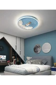 burenze 3 Renk Kumandalı Dimmer Özellikli Çocuk Odası Led Avize Uzay Mekiği Mavi - 5