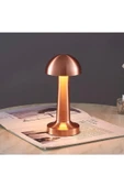 burenze Modern Led Abajur Masa Lambası Dokunmatik 3 Modlu Kademeli Şarjlı Bakır Bronz - 3