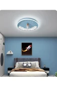 burenze 3 Renk Kumandalı Dimmer Özellikli Çocuk Odası Led Avize Uzay Mekiği Mavi - 4
