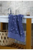 Copen Jakarlı 2'li Banyo Havlu Seti Morcivert / Ekru 50x85 cm 70x140 cm - 2