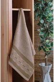 Samara Bordürü Jakarlı 2'li Banyo Havlu Seti Vizon 50x85 cm 70x140 cm - 3