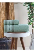 Samara Bordürü Jakarlı 2'li Banyo Havlu Seti Cameo Yeşil 50x85 cm 70x140 cm - 1