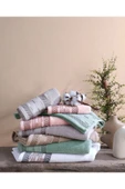 Samara Bordürü Jakarlı 2'li Banyo Havlu Seti Metalik Gri 50x85 cm 70x140 cm - 4