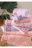 Stella Jakarlı 2'li Banyo Havlu Seti Lila / Ekru 50x85 cm 70x140 cm - 4