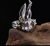 Sevimli Tavşan Vintage Gümüş Renk Retro Ayarlanabilir Tavşan Yüzük - 6