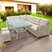 Riserva | Rehome Rattan 2 Puflu Bahçe Köşe Takımı | 606 - 1