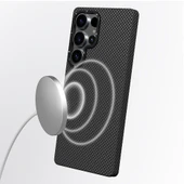 Galaxy S25 Ultra Kılıf M-safe Şarj Özellikli Aramid Fiber Youngkit 1500D Kevlar Extreme Wing Serisi Kapak thumbnail 4