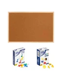 Panda 45x60 cm Mantar Pano Ahşap Çerçeveli + 1 Paket Harita Çivisi+ 1 Paket Raptiye PAN115 - 1