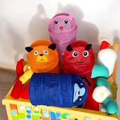 Çok Amaçlı Katlanır Oyuncak Filesi Hayvan Desenli Pratik Çamaşır Sepeti - 1