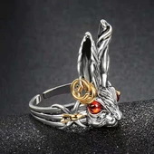 Sevimli Tavşan Vintage Gümüş Renk Retro Ayarlanabilir Tavşan Yüzük - 10