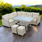 Riserva | Rehome Rattan 2 Puflu Bahçe Köşe Takımı | 606 - 4