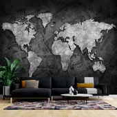 Siyah Dünya Haritası Duvar Kağıdı thumbnail 1
