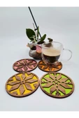 DeepCraft 4'lü Desenli Mdf Bardak Altlığı - 1