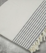 Natural Buldan İşi Kolları Örten Kaymaz Kanepe Çekyat Koltuk Örtüsü 180x300 cm Pamuk Dokuma (Kreme Gri) thumbnail 2