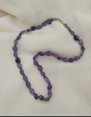 Kolye Çelik Dogaltaş Ametist Kadın Kız Takı Gerdanlık Düğün Nişan - 2