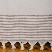 Natural Buldan İşi Kolları Örten Kaymaz Kanepe Çekyat Koltuk Örtüsü 180x300 cm Pamuk Dokuma (Kreme Kahve) - 3