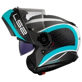 LS2 STROBE 2 VICTORY MAT TITANIUM-BEYAZ-METAL MAVİ KASK - 6