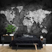 Siyah Dünya Haritası Duvar Kağıdı thumbnail 2