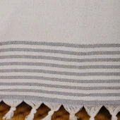 Natural Buldan İşi Kolları Örten Kaymaz Kanepe Çekyat Koltuk Örtüsü 180x300 cm Pamuk Dokuma (Kreme Gri) thumbnail 4