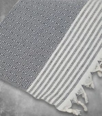 Natural Buldan İşi Kolları Örten Kaymaz Kanepe Çekyat Koltuk Örtüsü 180x300 cm Pamuk Dokuma (Antrasit) - 2