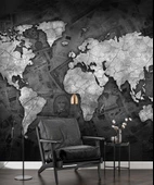 Siyah Dünya Haritası Duvar Kağıdı thumbnail 6