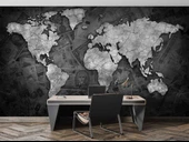 Siyah Dünya Haritası Duvar Kağıdı thumbnail 4