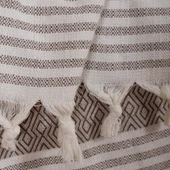 Buldan İşi Kolları Örten Pamuklu Tekli Koltuk Berjer Örtüsü 180x150 cm Pamuk Dokuma (Kahverengi) thumbnail 4