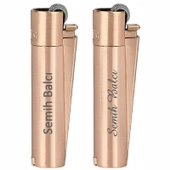 Isme Özel Hediyelik Clipper Çakmak Özel Kutulu Rose Gold - 8