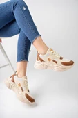 Albishoes Kadın Yazlık Fileli Yüksek Taban Hafif Rahat 5 CM Günlük Yürüyüş Kalın Taban Spor Ayakkabı - 1